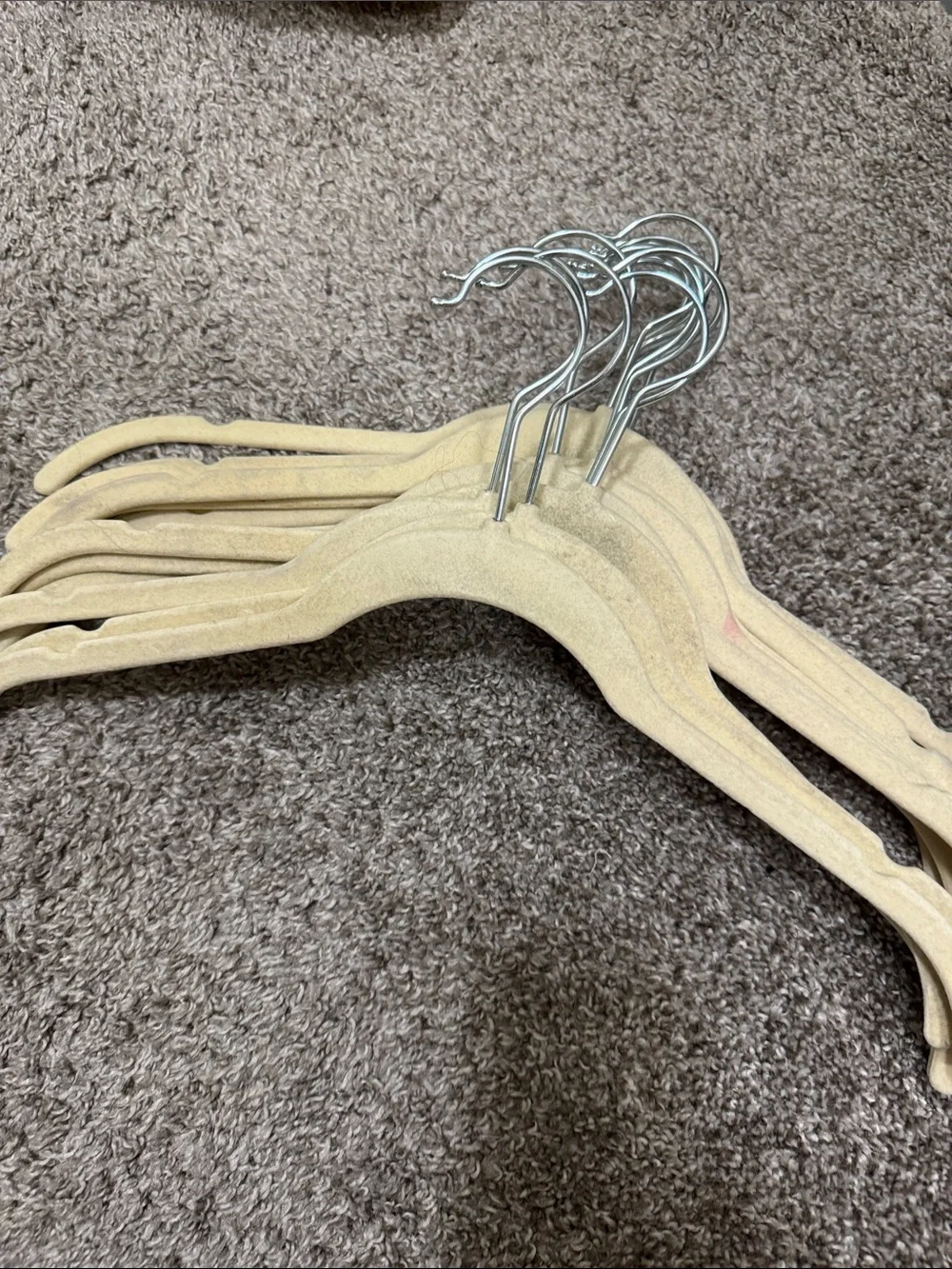 Velvet Non-Slip Clothing Hangers - Beige (Set of 16)